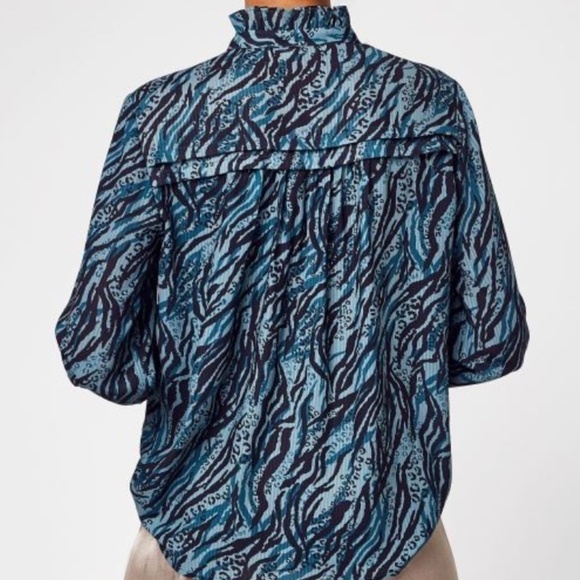 Anthropologie See U Soon Green Black Animal Print Blouse - Size Small - Picture 2 of 16